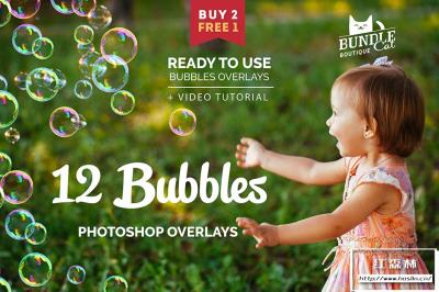 【图片素材】12个高清肥皂泡泡气泡水泡照片合成素材 12 Soap Bubbles Photo Overlays