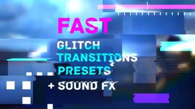 【PR预设】视频扭曲抖动信号故障干扰快速转场动画预设含音效 Fast Glitch Transitions Presets