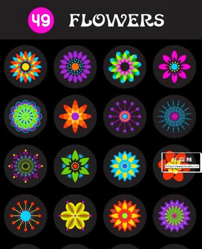 【矢量素材】49个花卉花瓣图案AI EPS格式矢量素材 40+ Flowers Vector Templates Pack