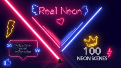 【AE模板】100组创意真实霓虹发光图形动画 Real Neon