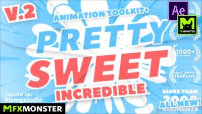 【AE脚本】609个手绘卡通流体MG图形音效LOGO文字标题转场背景动画 Pretty Sweet – 2D Animation Toolkit v2