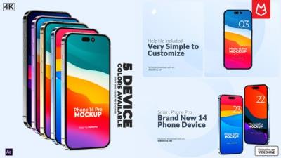 【AE模板】手机界面APP小程序网页应用展示介绍动画 Phone 14 Pro Device Mockup