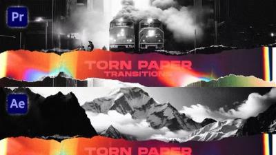 【AE/PR模板】15种创意纸张撕裂转场过渡预设 Torn Paper Transitions Vol.2