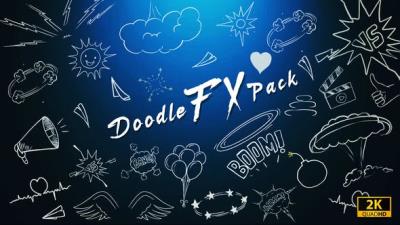 【2K视频素材】100个可爱卡通线条涂鸦MG图形元素动画 Doodle Fx Pack