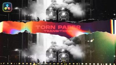 【达芬奇模板】15种创意纸张撕裂转场过渡预设 Torn Paper Transitions Vol.2