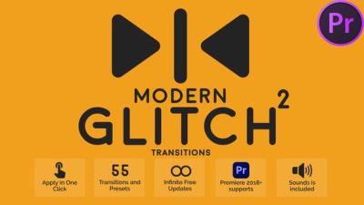 【PR模板】55组现代数字信号损坏故障转场预设 Modern Glitch Transitions 2