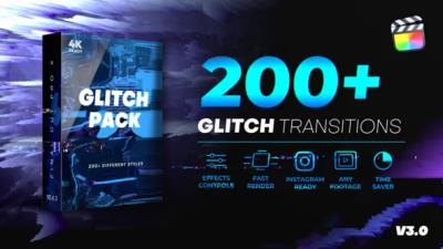 【FCPX转场插件】200种画面失真损坏色散毛刺信号故障干扰转场 Glitch Transitions V3+使用教程