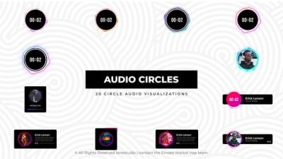 【AE模板】20组圆形音乐播放器音频可视化波形动画 Circle Audio Visualizations