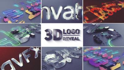 【AE模板】三维LOGO标志描边生长动画模板 3D Logo Reveal