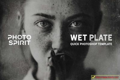 【PS模板】16个专业湿版摄影效果叠加图片素材PS模板 WET PLATE Photoshop Template PRO