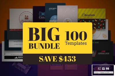 【PSD模板】100款高端设计时尚商务名品卡片工牌PSD模板 100 Business Card Template Bundle