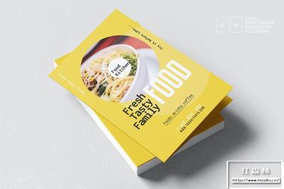 【PSD模板】餐厅饭店菜单美食宣传广告双折页设计PSD模板Idesign模板 Food Bifold Brochure