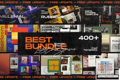 【PSD模板】14套400+潮流新媒体Ins社交平台品牌推广设计素材PS模板合集 Best Bundle INSTAGRAM Media Kit