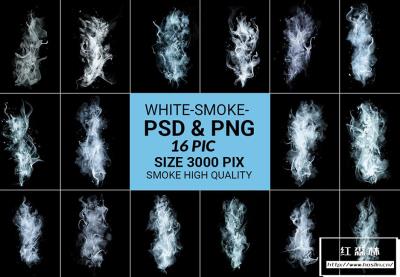 【图片素材】16张高清白色透明烟雾PNG图片素材 White Smoke Transparent PNG & PSD