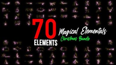 【4K视频素材】70个圣诞节日魔法粒子图形动画视频素材 Magical Elementals