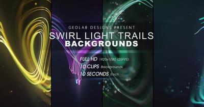 【视频素材】10组抽象漂亮彩色粒子线条背景叠加动画 Swirl Light Trails Backgrounds