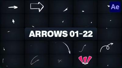 【AE模板】22种手绘卡通箭头MG动画 Arrows 01-22