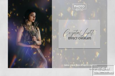 【图片素材】41张水晶透镜光线折射炫彩光斑照片叠加合成素材 Crystal Light Effect Overlays