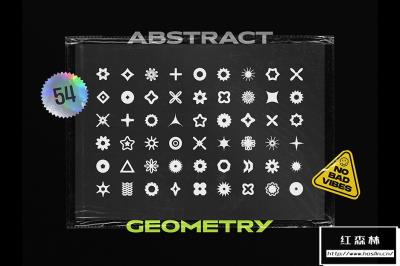 【矢量素材】54种复古抽象概念几何形状双翼设计矢量素材 Abstract Geometry Elements