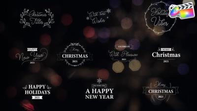 【FCPX插件】10组漂亮花纹圣诞节日文字标题动画 Christmas Titles