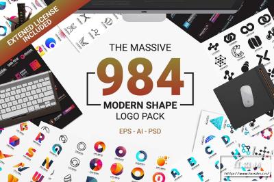 【矢量素材】984款时尚现代标志LOGO设计元素矢量素材 984 Modern Logo Shape