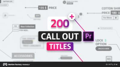 【PR脚本】200种科技感线条呼出文字标题介绍动画预设 Line Call Out Titles for Premiere Pro