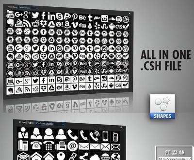 【PS形状】1404个常用PS图标矢量形状合集 1400+ Custom Shapes Collection for Photoshop