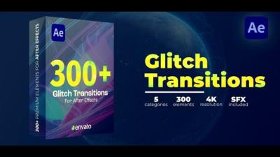 【AE模板】300种故障干扰毛刺损坏视频过渡转场预设 Glitch Transitions