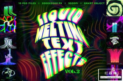 【PSD模板】10种抽象魔幻液体融化文字特效PSD模板 Liquid Melting Text effects Vol.2