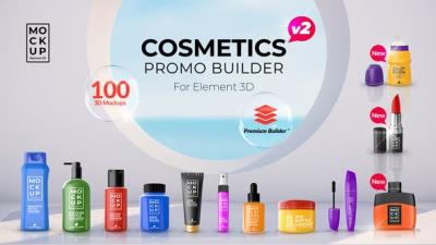 【AE模板 脚本】100种三维化妆产品包装瓶宣传展示动画 Cosmetics Promo Builder