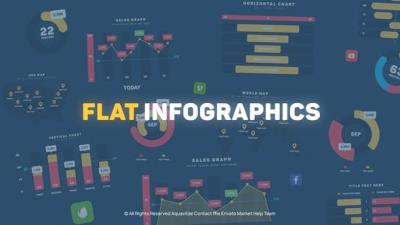 【AE模板】信息数据图表柱状饼状环形趋势图分析动画 Flat Design Infographics