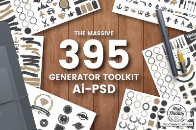 【矢量素材】395款老式复古Generator 徽章徽标绶带LOGO设计矢量素材 395 Vintage Generator Toolkit