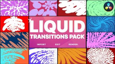 【达芬奇模板】卡通流体图形遮罩过渡转场预设 Liquid Transitions DaVinci Resolve