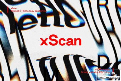 【PSD模板】5个模拟文件扫描影印失真故障特效PS模板 Studio 2am – xScan：Photocopy Distortion Effect