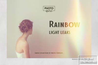 【图片素材】60张彩虹光镜头光效照片叠加合成素材+PS动作 Rainbow Light Leaks Overlays