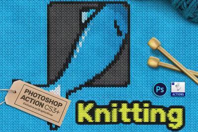 【PS动作】照片生成钩针编织毛织物效果PS动作 Knitting CS3+ Photoshop Action