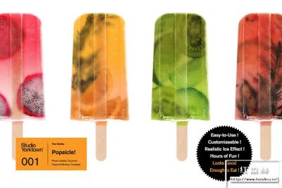 【PS样机】夏日冷饮水果夹心棒冰雪糕品牌设计展示PSD样机模板 Popsicle! Ice Pop Mockup Template