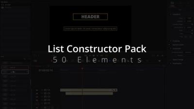 【达芬奇模板】50组时尚文字标题列表动画 List Constructor Pack