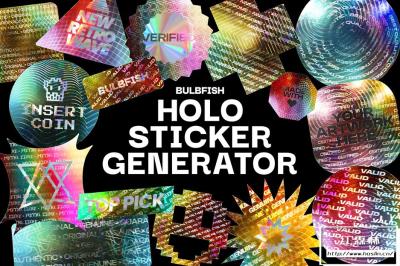 【PSD模板】全息贴纸不干胶镭射渐变生成器PS样机模板 Holo Sticker Generator