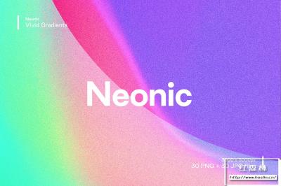 【图片素材】30张潮流生动霓虹色渐变背景纹理图片素材 Studio 2am – Neonic 1：Vivid Neon Gradients