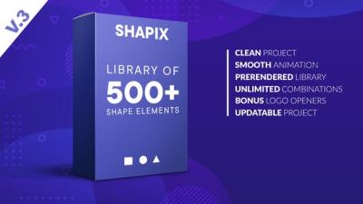 【AE模板】500个简洁形状图形元素MG动画 Shapix – Shape Elements Pack