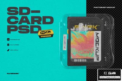 【PS样机】SD存储卡记忆卡产品设计PS贴图样机 Flyerwrk – SD Card Mockup