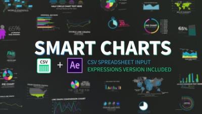 【AE模板】24个智能信息数据统计图表展示动画 Smart Charts CSV Infographics