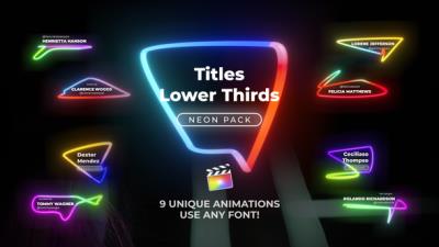 【FCPX插件】9组霓虹灯光文字标题动画FCPX字幕插件 Neon Light Titles