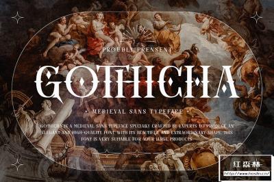 【字体】优雅复古哥特风品牌标志包装艺术设计衬线英文字体 Gothicha Sans Business Font