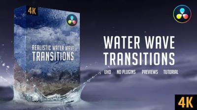 【达芬奇模板】10组水流浪花视频过渡转场动画 Water Wave Transitions