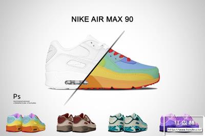 【PS样机】Nike Air Max 90 运动鞋球鞋PSD样机模型 Nike Air Max 90 | Photoshop Mockup