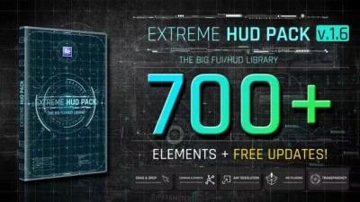 【AE模板】700个未来科技感HUD动态图形UI界面元素动画包 Extreme HUD Pack v1.6