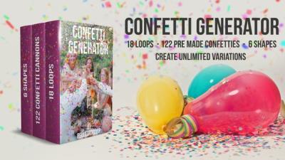 【AE模板】喜庆五彩缤纷纸屑发射喷洒飘扬动画生成器 Confetti Generator Bundle