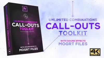 【PR模板】65种4K超清指示线条呼出文字标题介绍注释动画 Call-Outs Tool Kit | MOGRT Files